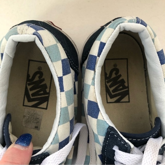 VANS Old Skool Blue Checkered Sneakers Unisex Mens 7, Womens 8.5 - Picture 9 of 13